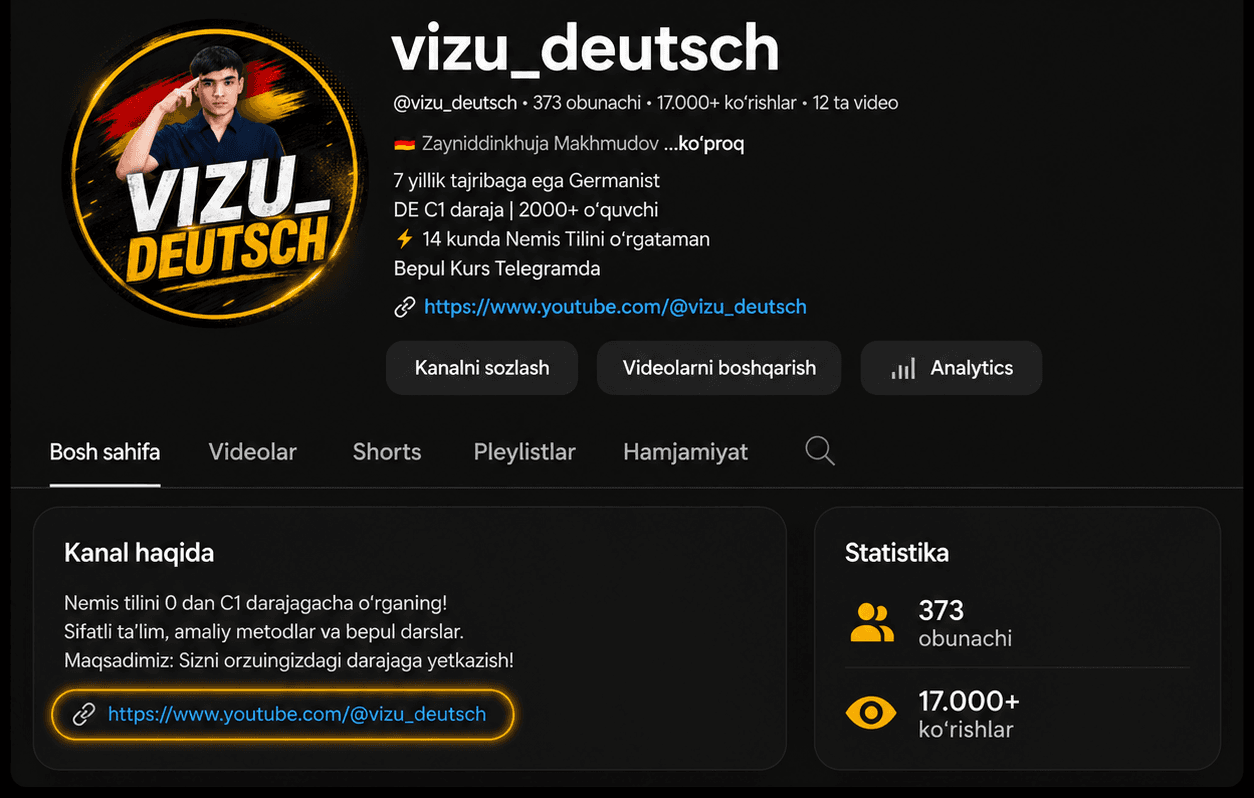 VIZU Deutsch YouTube channel